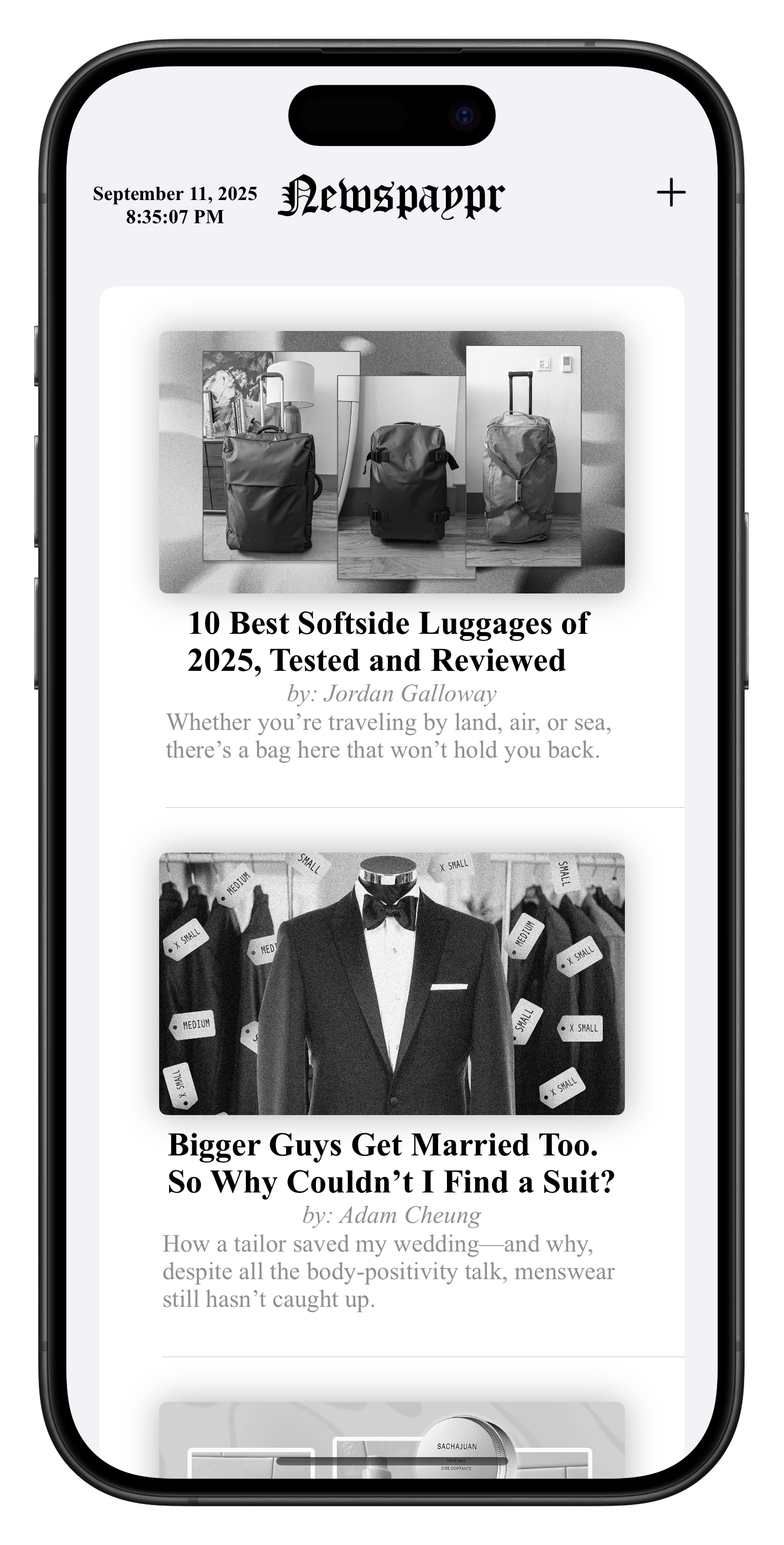 Newspaypr iPhone layout